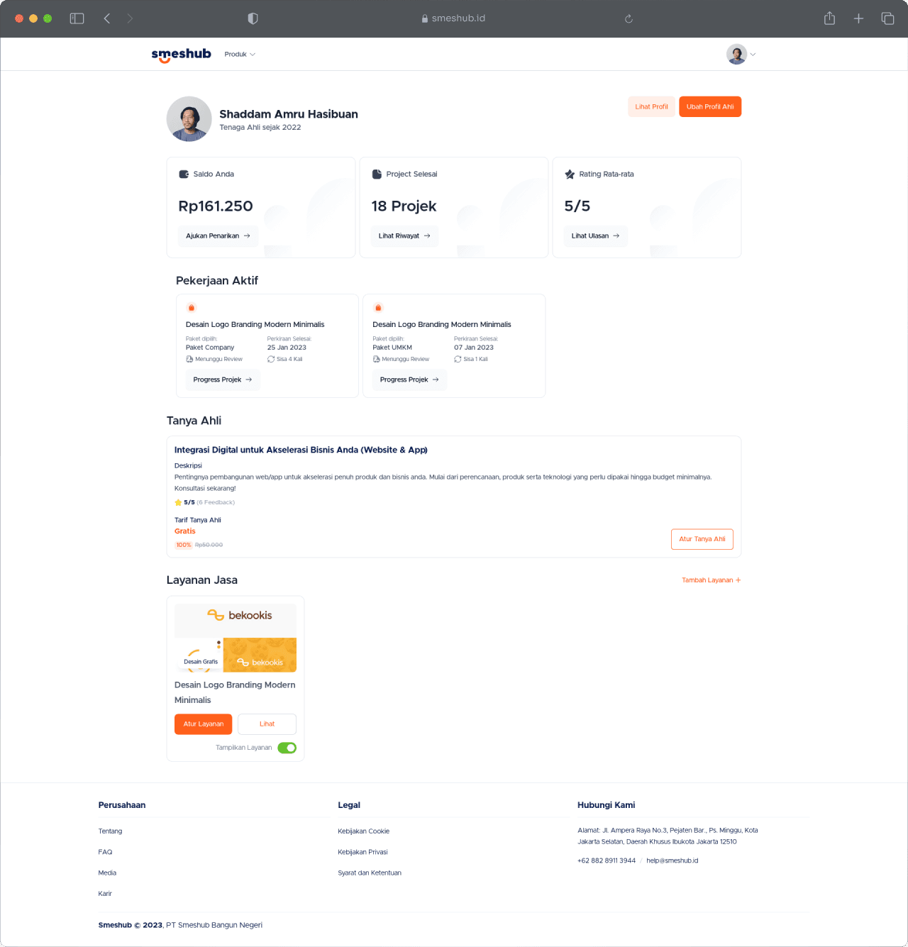 Smeshub Platform - Profile Dashboard